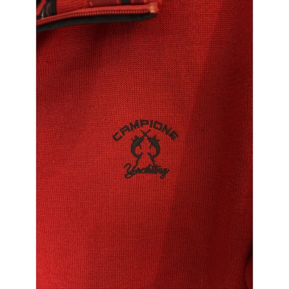 Claudio Campione Men’s red sweater ¼ Zip Yachting Pullover taping logo embroirdy - Picture 3 of 14